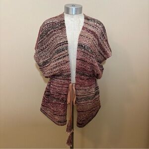 Chico's Spacedye Mixed Stitch Cardigan Pattern Royal Bordeaux Shrug Sweater Knit